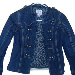 "HOST PICK"!  Double Breasted Jean Denim Jacket Girl Large 10-12